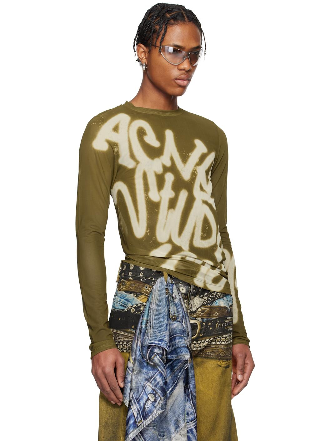 Green Sprayed Logo Long Sleeve T-shirt - 2