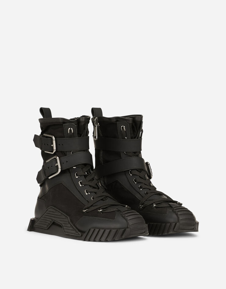 Rubberized calfskin and nylon NS1 high-top sneakers - 2