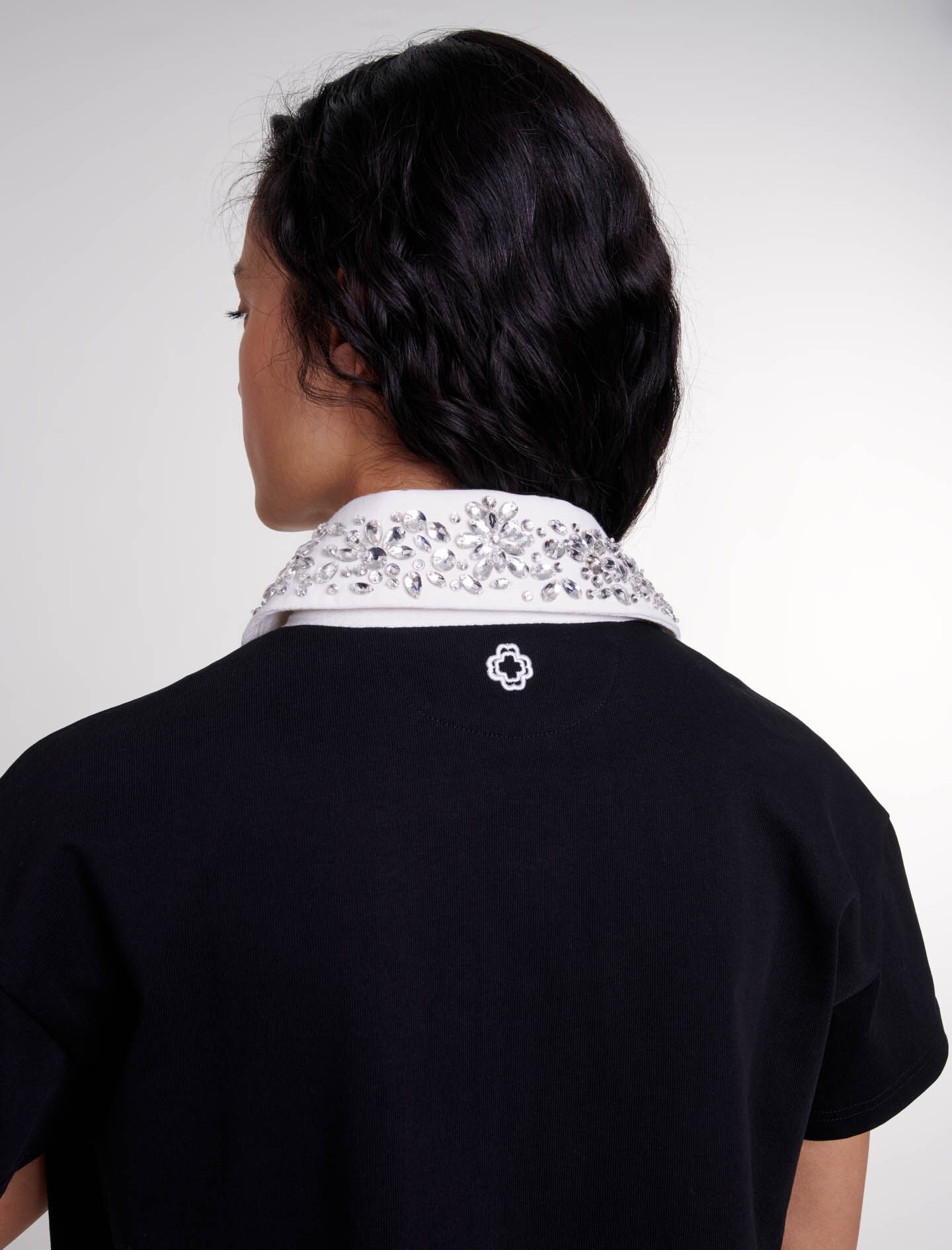 Embroidered rhinestone polo dress - 7
