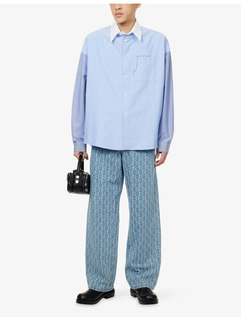 Marni Embroidered-Logo Panelled Cotton Shirt outlook