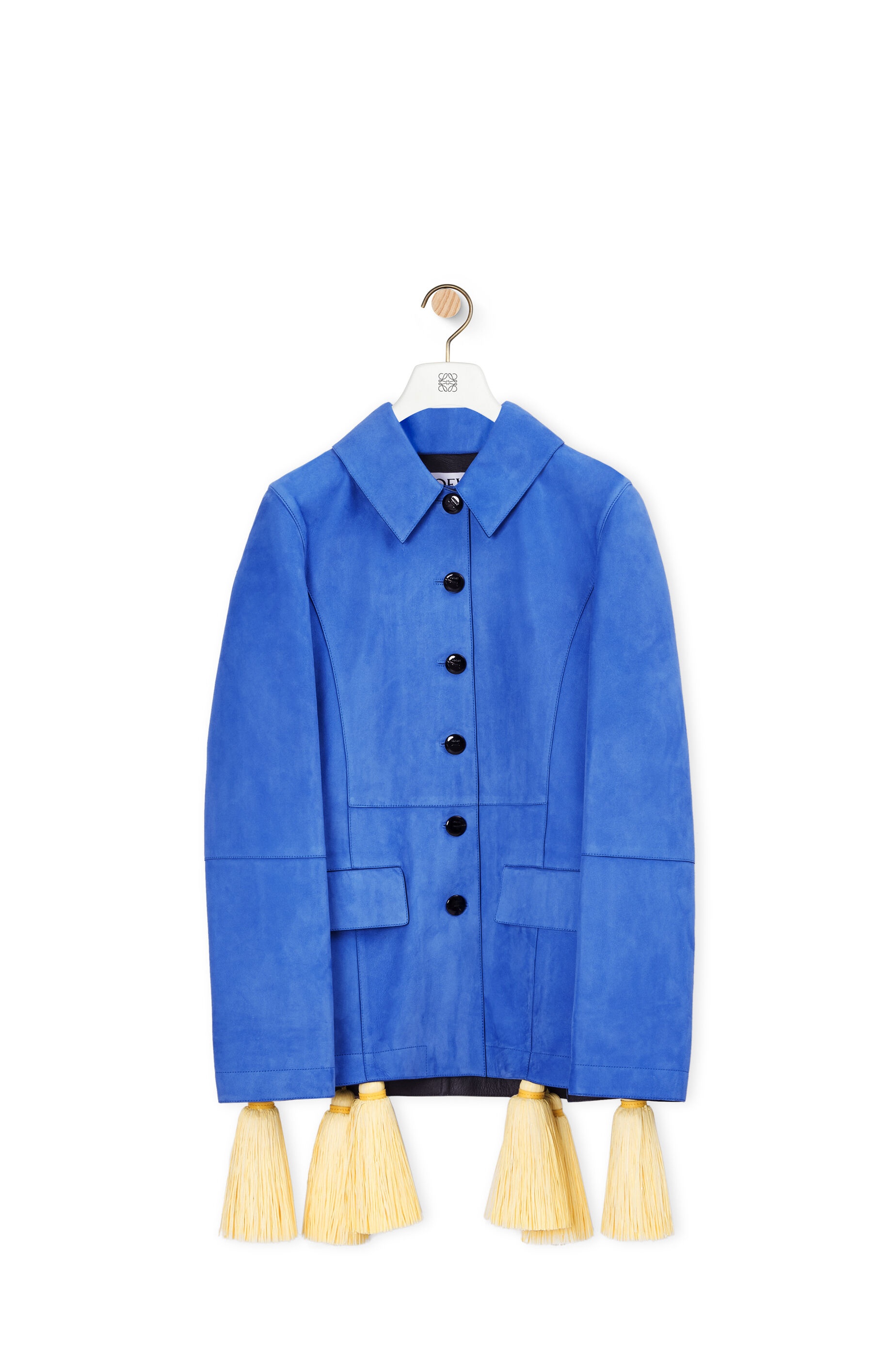 Pompom button jacket in suede - 1