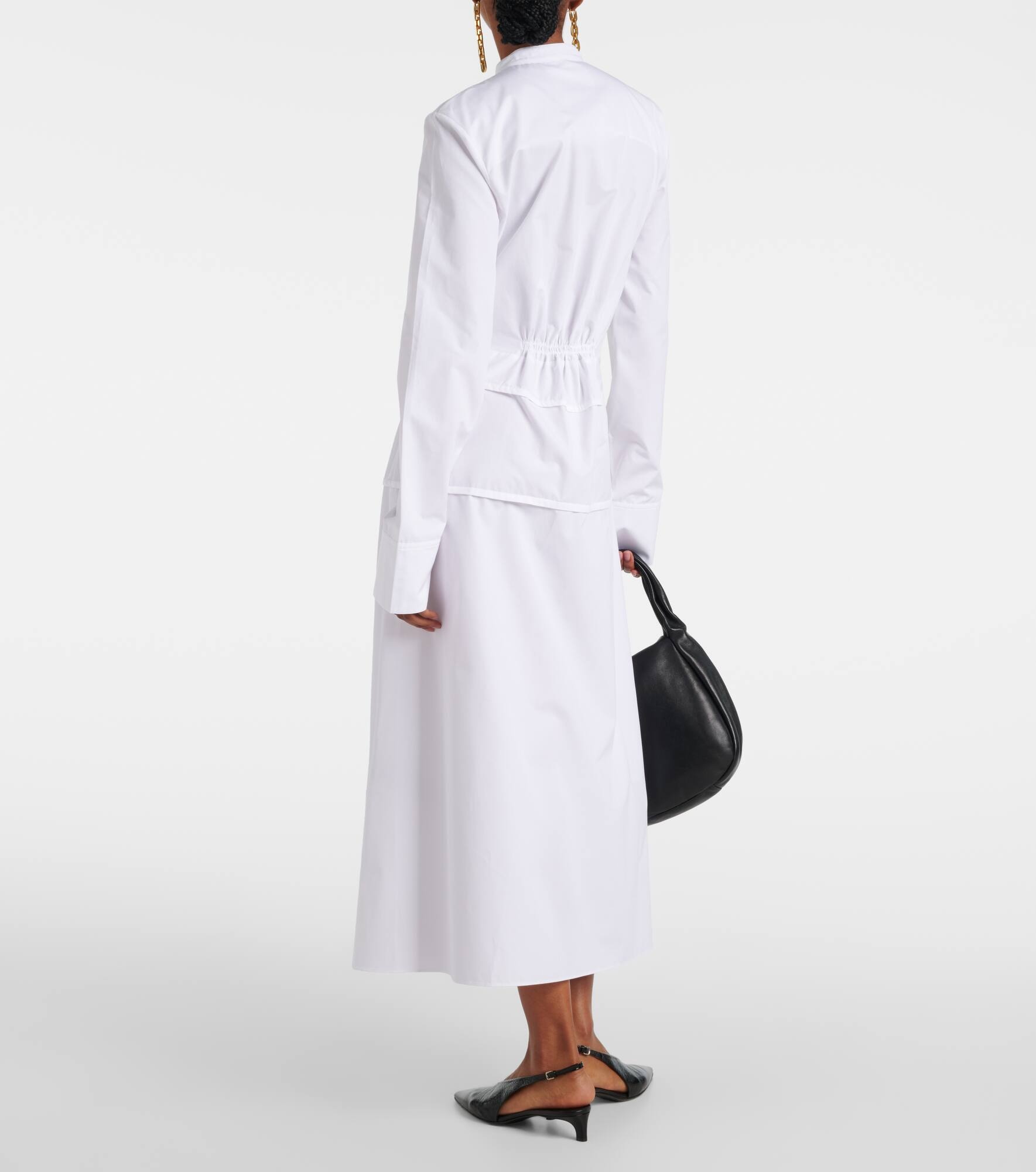 Pleated cotton shirt dress - 3