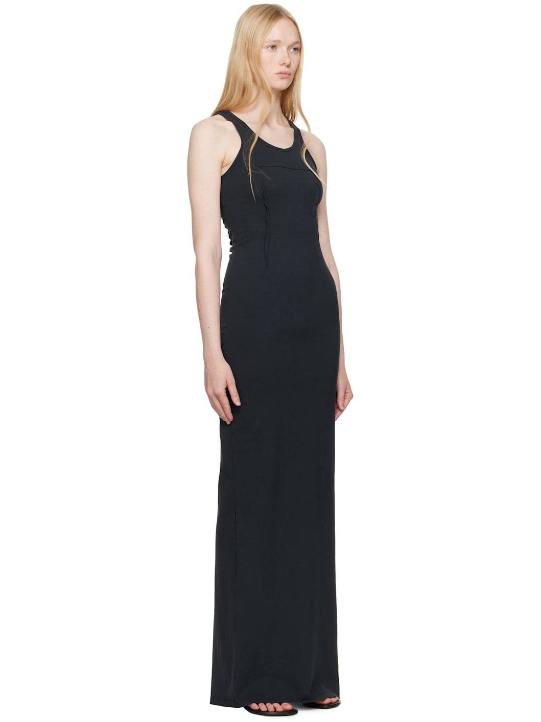 Black Heavy Cotton Jersey Maxi Dress - 2