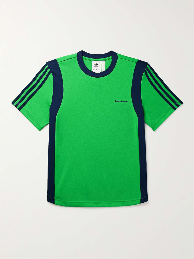 + Wales Bonner Webbing-Trimmed Striped Stretch Recycled-Jersey T-Shirt - 1
