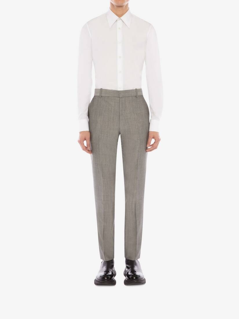 Mcqueen Classic Shark Wool Mohair Pants in Shark Grey - 3