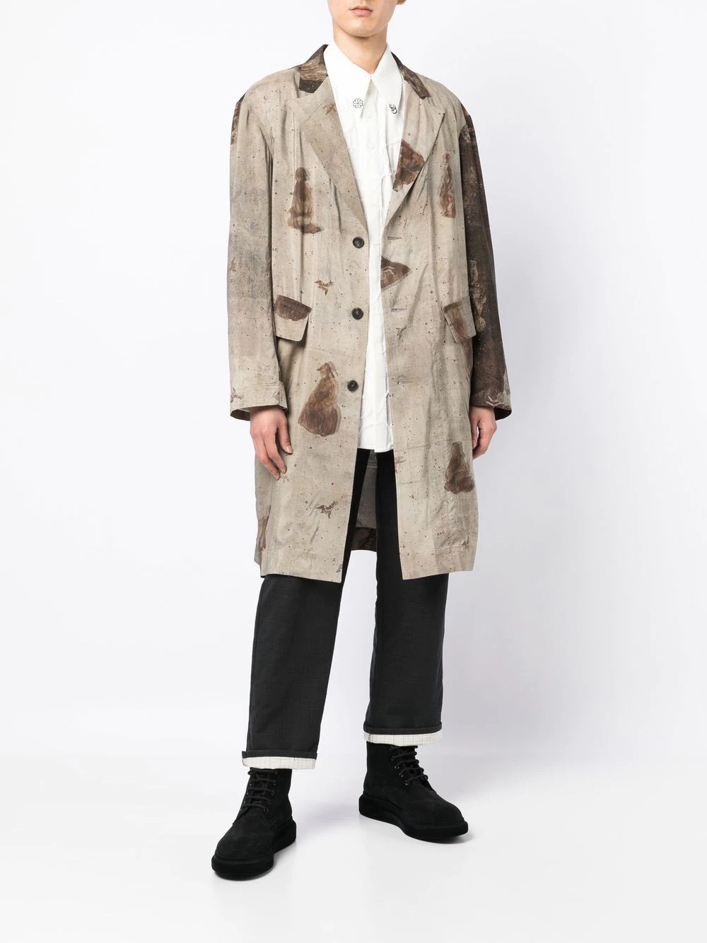 graphic-print single-breasted coat - 2