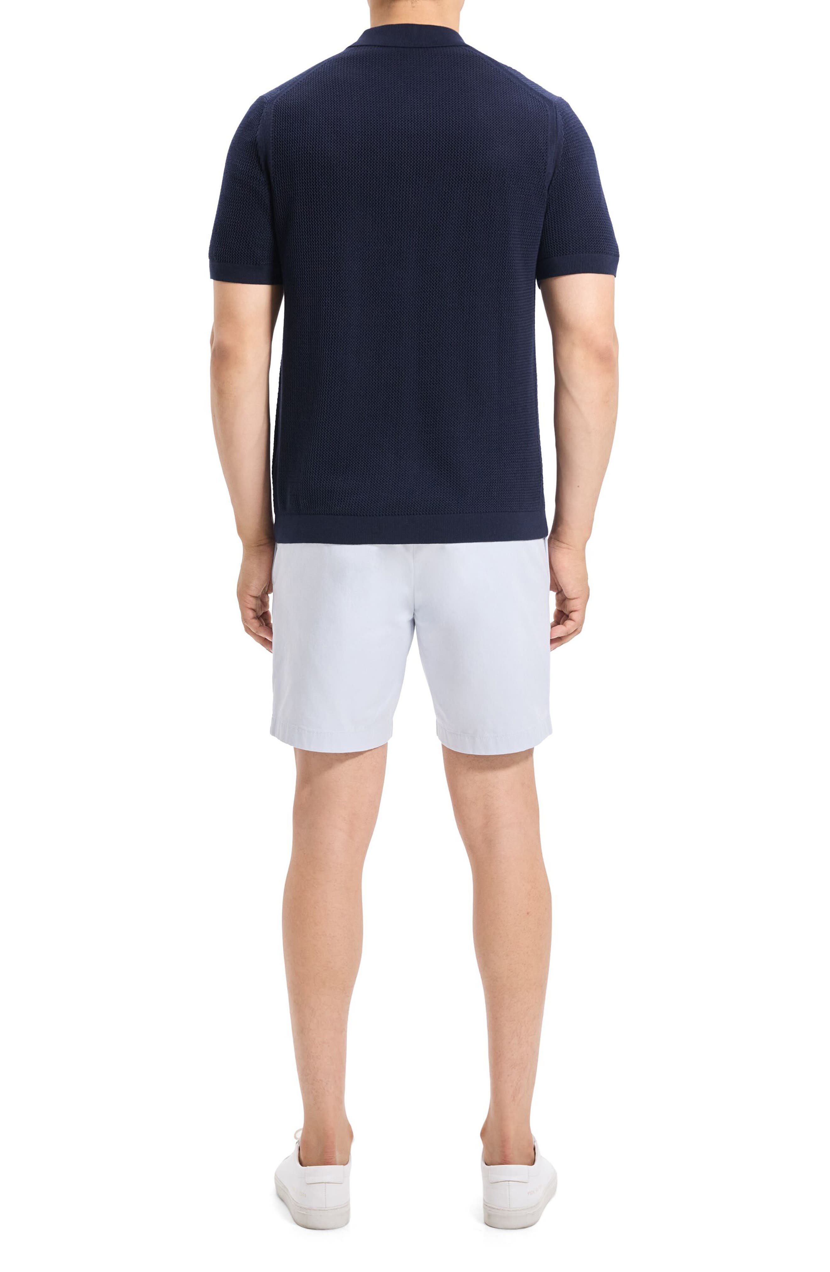 Theory Cairn Short Sleeve Button-Up Cotton Blend Sweater in Baltic at Nordstrom - 6