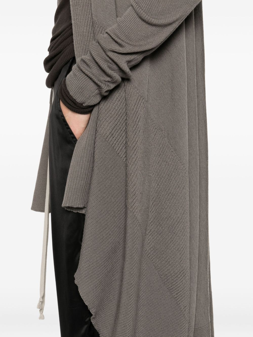 ribbed asymmetric wool coat - 5