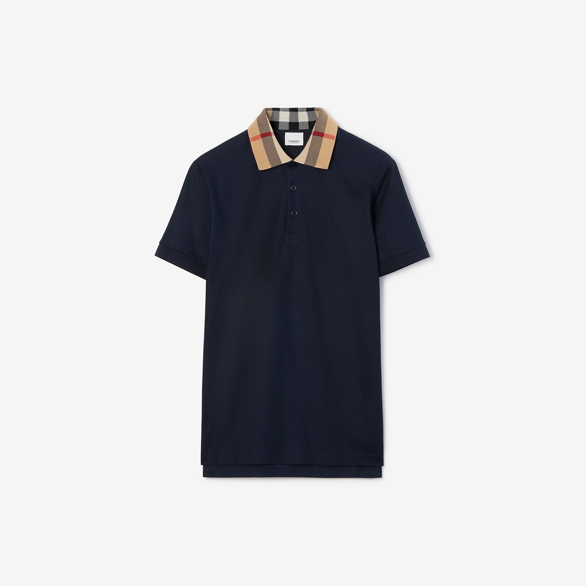 Check Collar Cotton Polo Shirt - 1