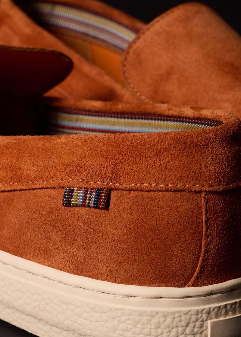 Paul Smith Orange Suede 'Simeon' Loafers outlook
