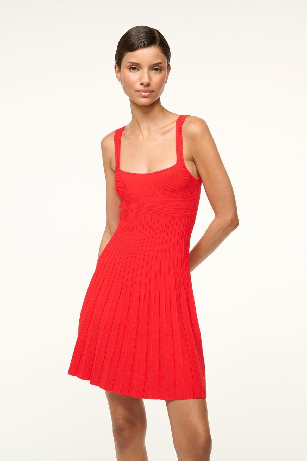 STAUD MINI ELLISON DRESS RED ROSE - 5