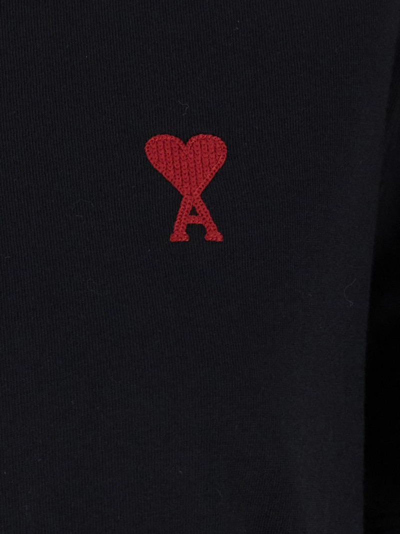 AMI Paris Black T-Shirt with Ami De Coeur Embroidery on the Front in Cotton Woman outlook