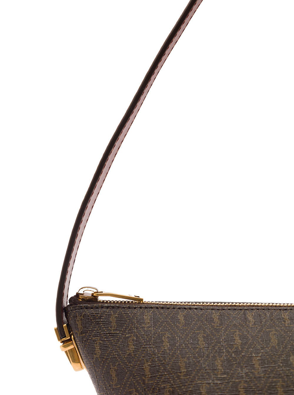 Saint Laurent Men Brown Shoulder Bag With Buckle With Embossed Logo And All-Over Cassandre Embroider - 3