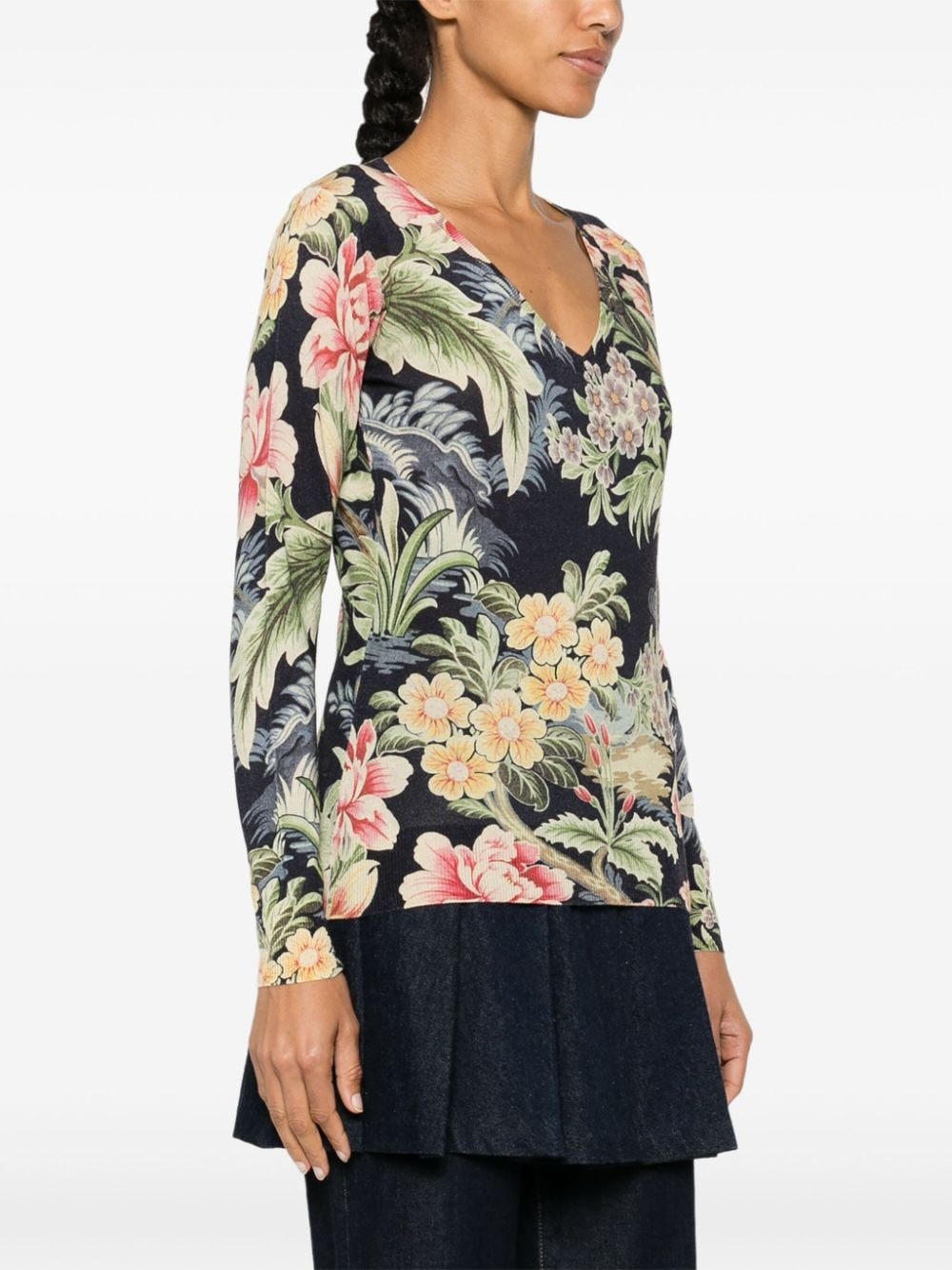 floral-print knitted jumper - 3