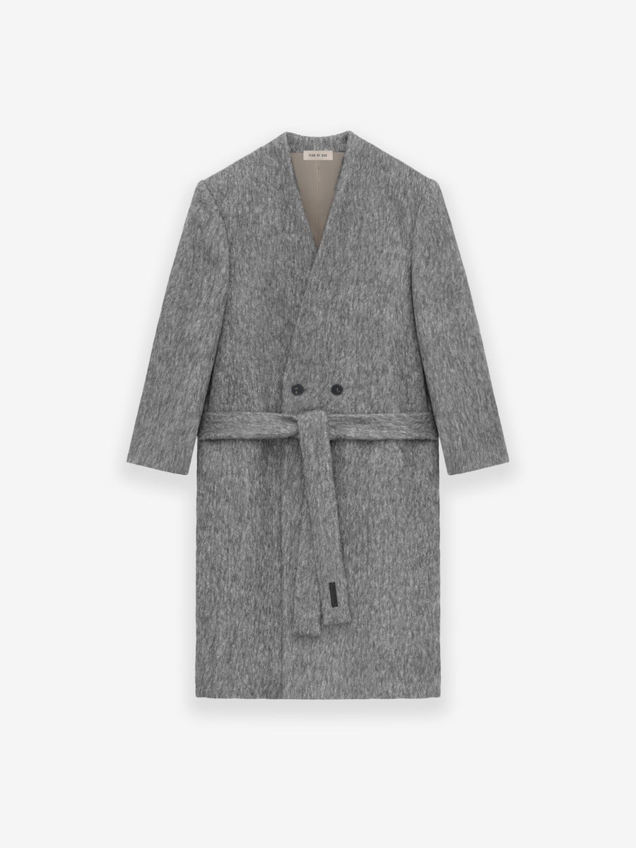 Alpaca Wool Lapelless Overcoat - 1