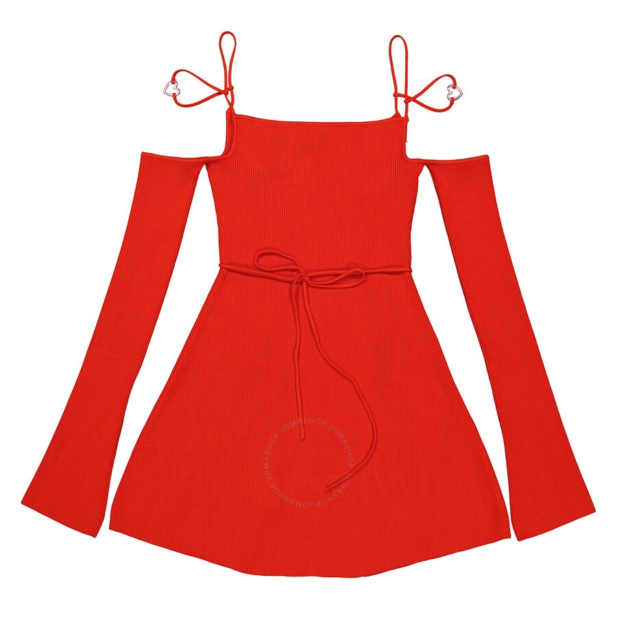 Mach & Mach Ladies Red Samantha Heart-Detail Rib Knit Mini Dress - 2