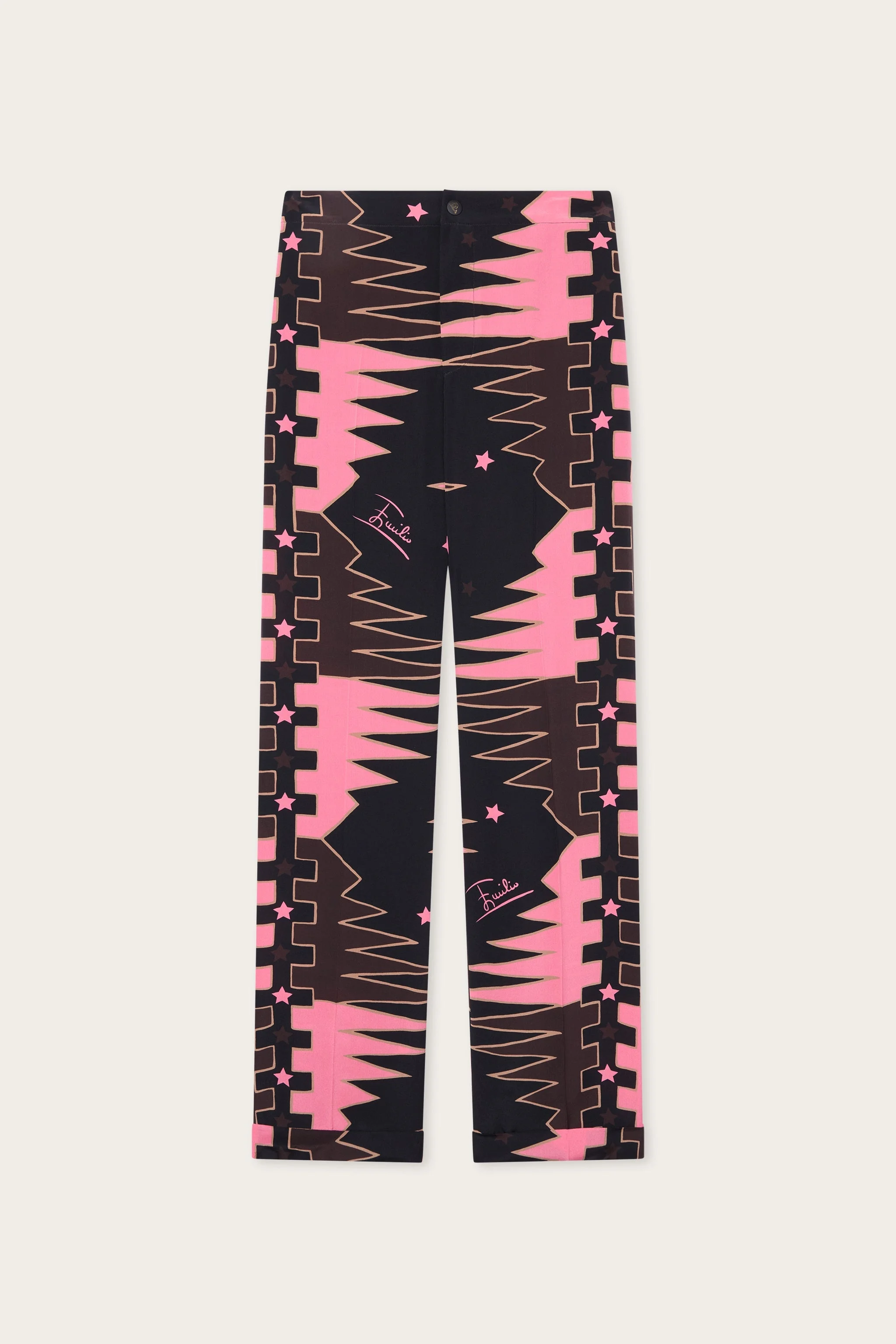 VALDIMONTONE PRINT SILK PANTS - 1