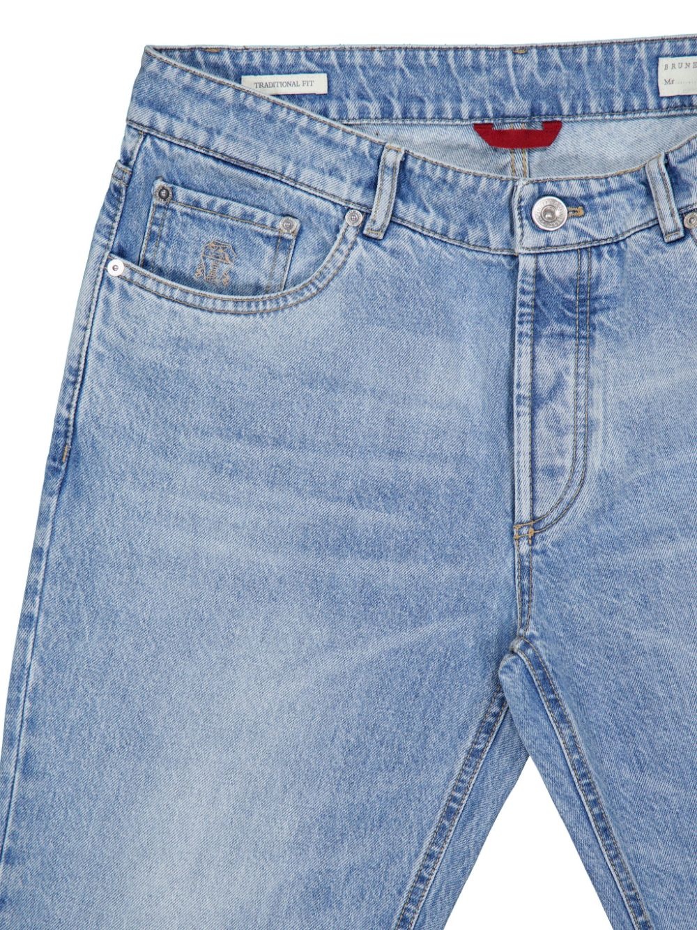logo-stitched tapered jeans - 3