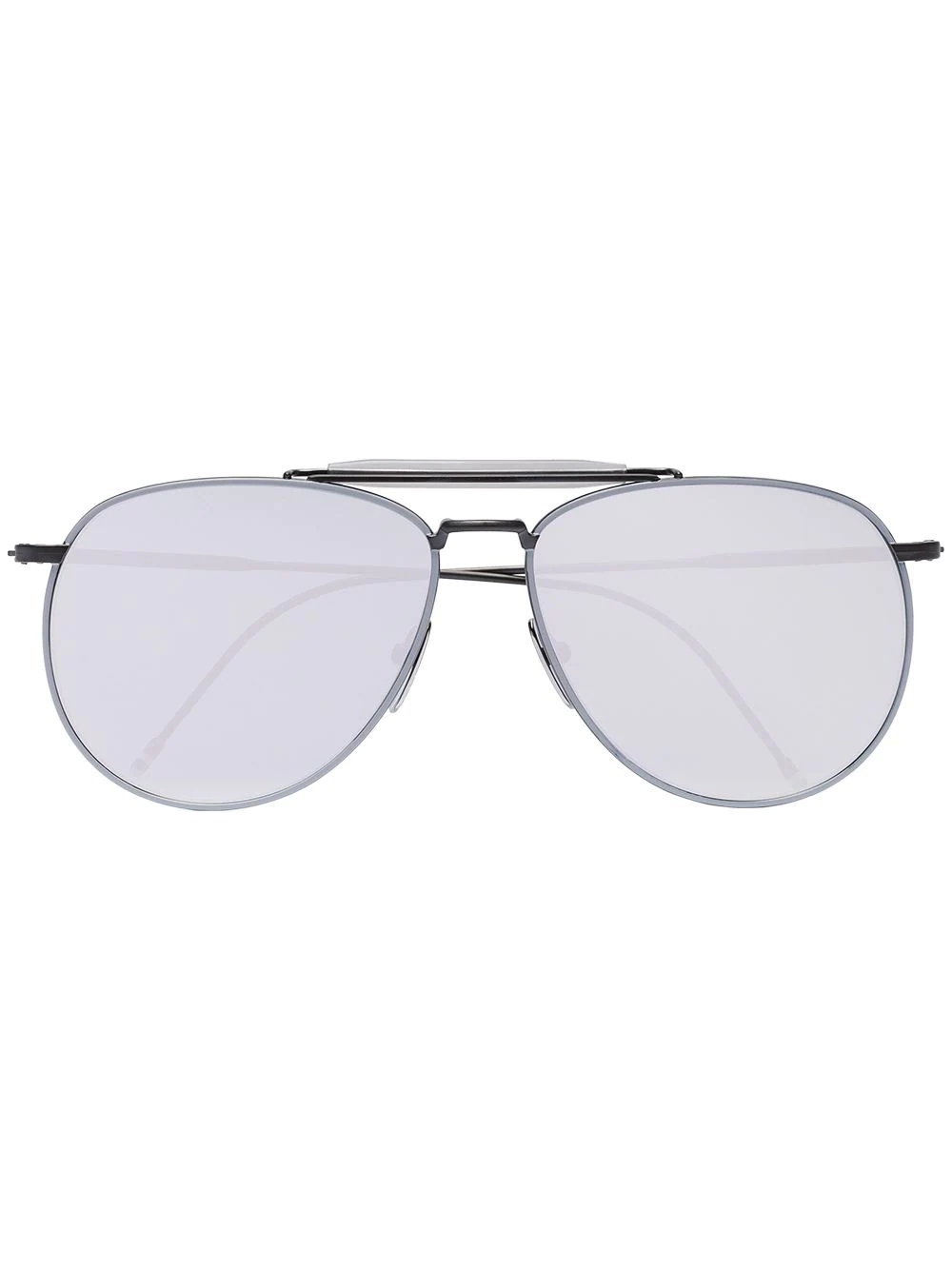 Metallic Silver Aviator Sunglasses - 1