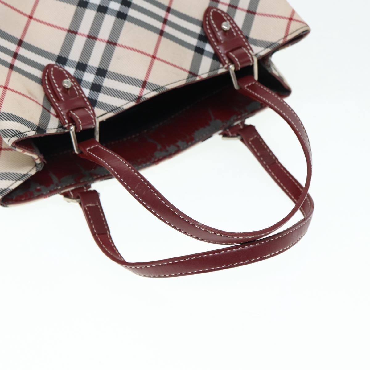 Burberry Nova Check Blue Label Hand Bag Nylon Beige Red - 7