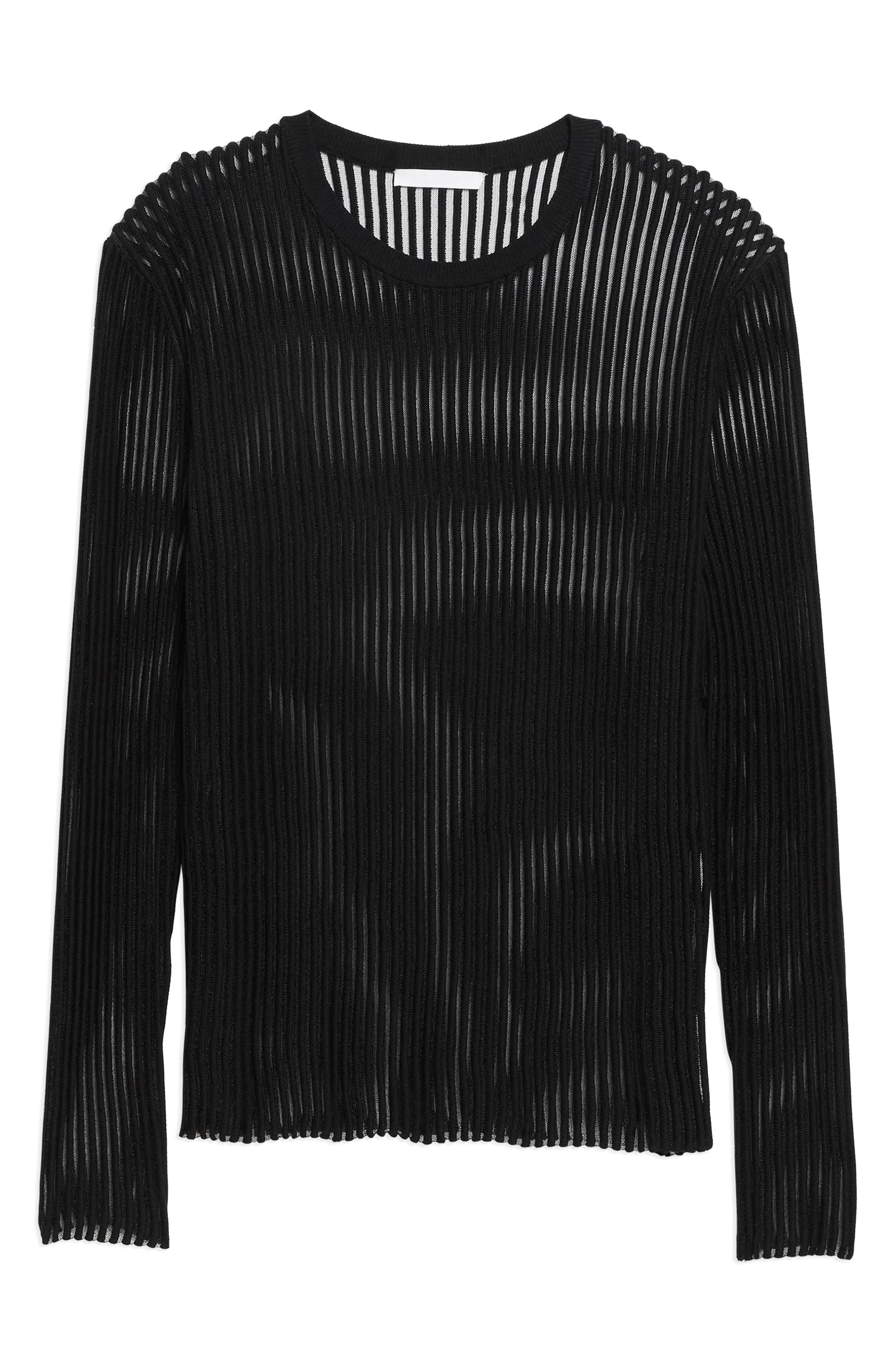 Helmut Lang Sheer Stripe Crewneck T-Shirt in Black at Nordstrom - 5