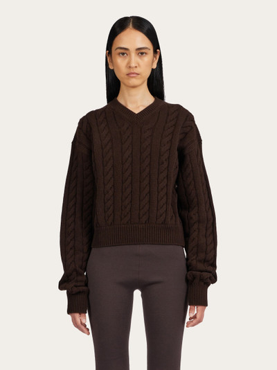 FERRAGAMO Cable knit V-neck sweater outlook
