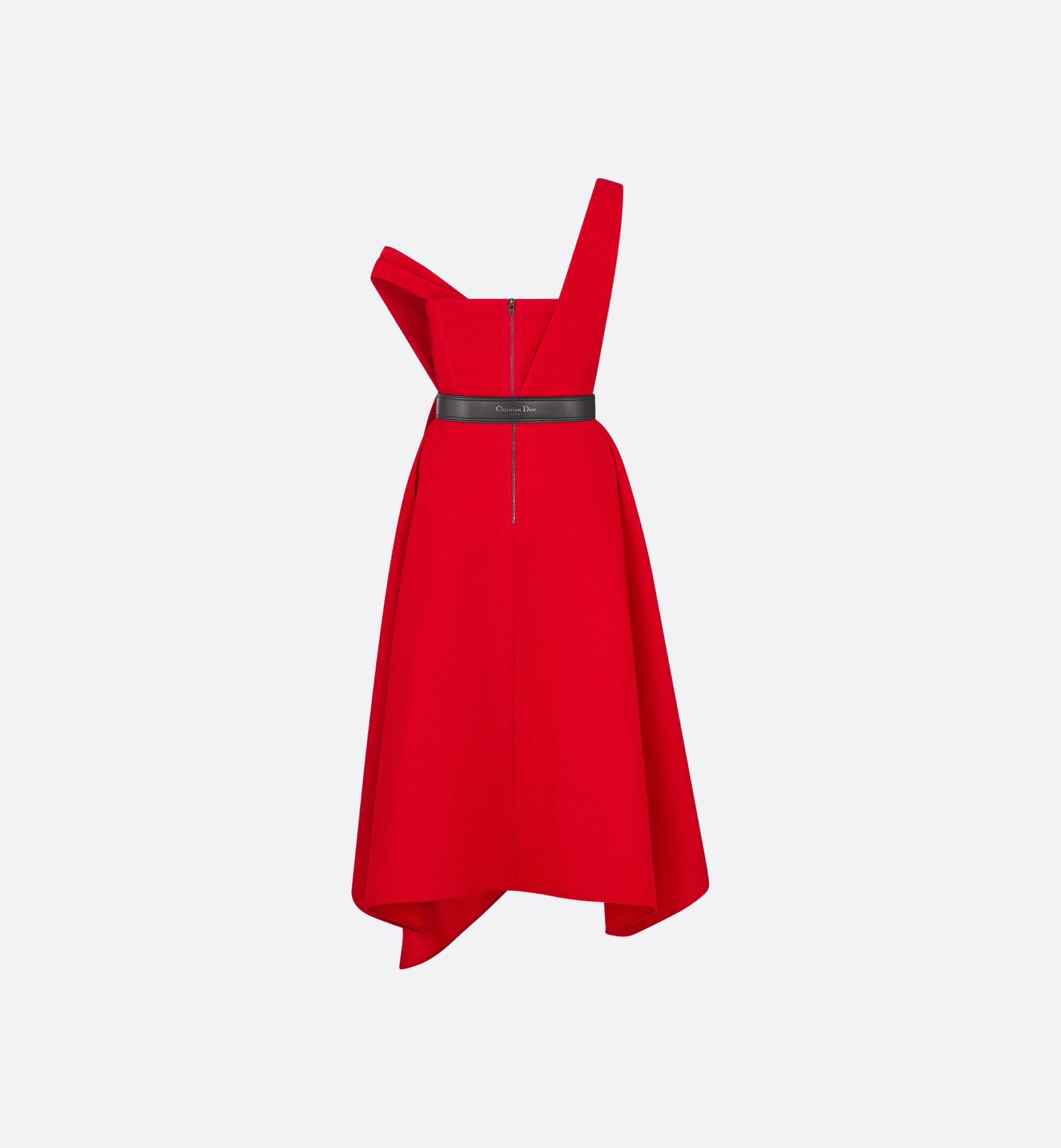 Mid-Length Draped Dress with Belt - 2