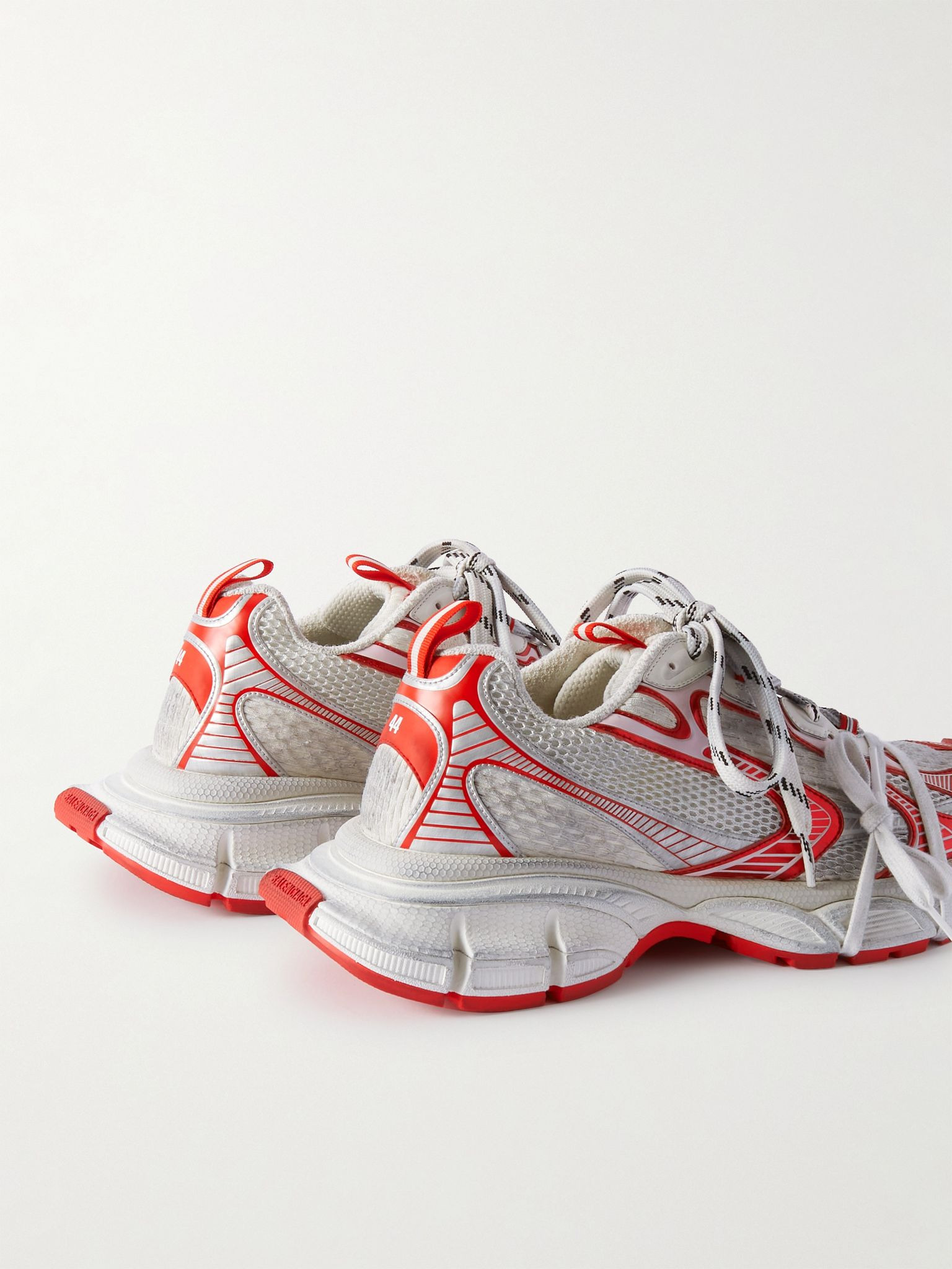 3XL Distressed Mesh and Rubber Sneakers Red - 4