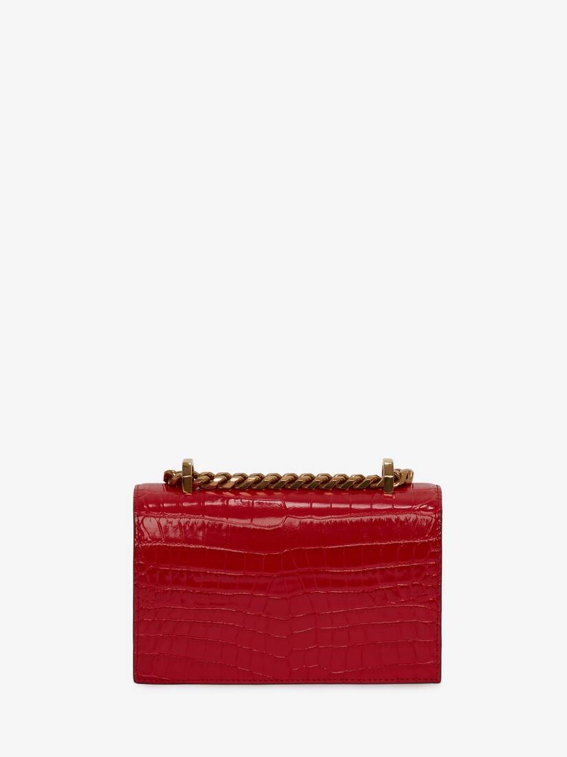 Mini Jewelled Satchel in Deep Red - 3
