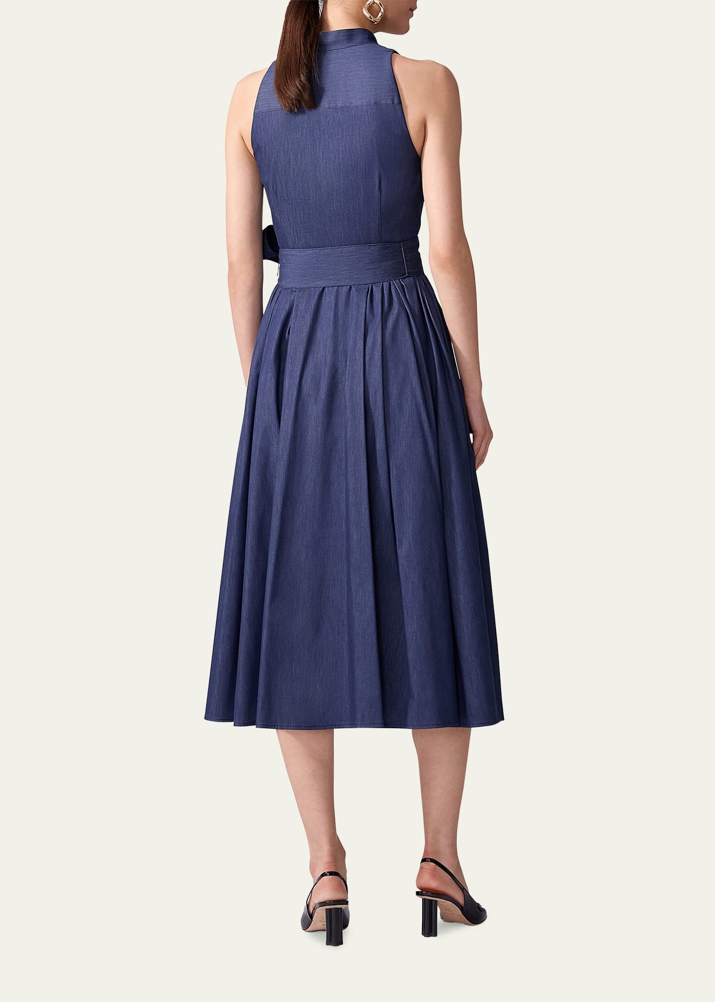 Pleated Self-Tie Full Midi Dress - 3