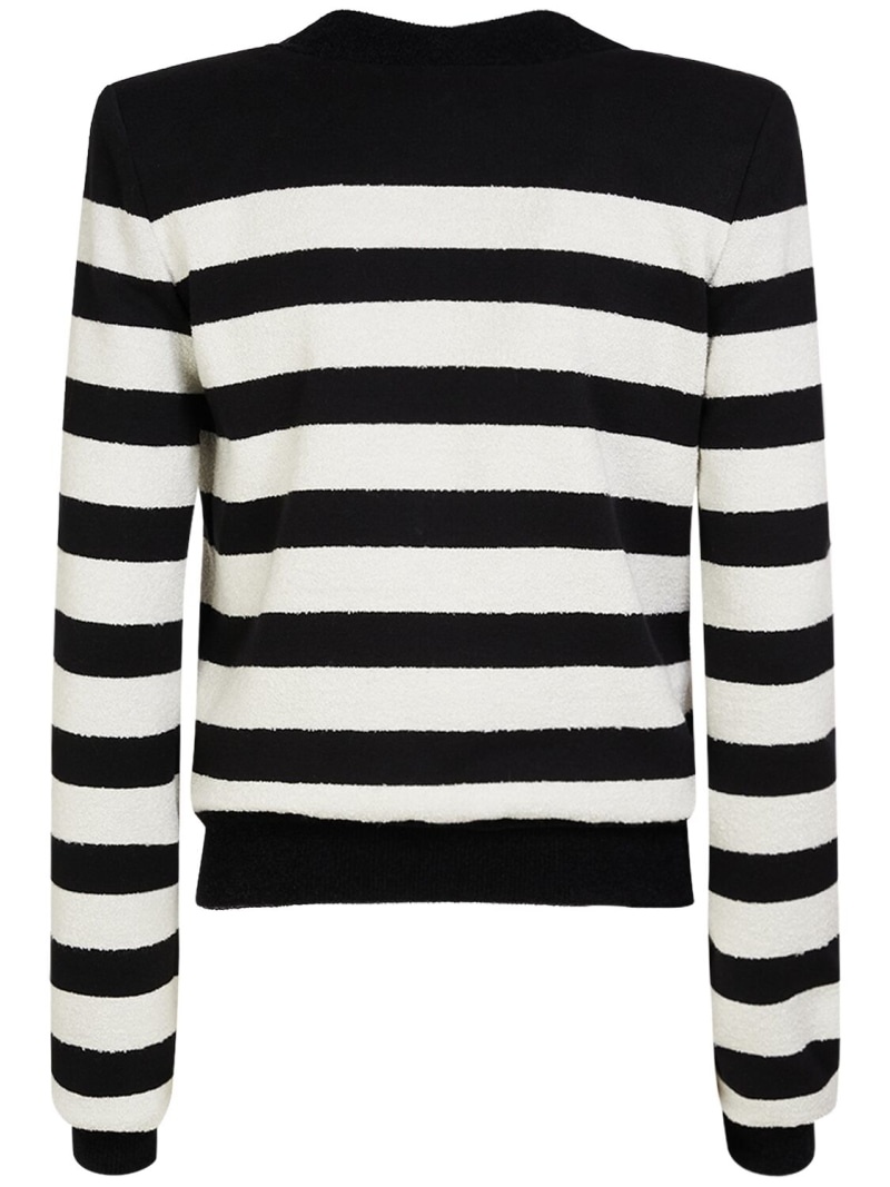 Striped cotton blend jersey cardigan - 4