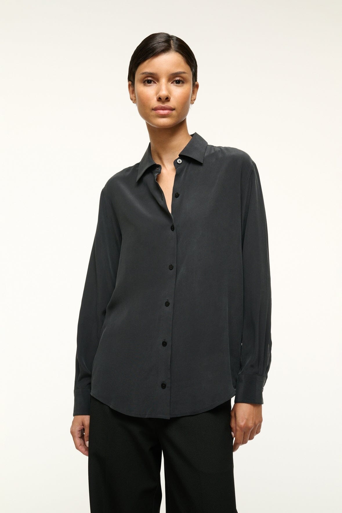 STAUD ROXBURY SILK SHIRT BLACK - 4