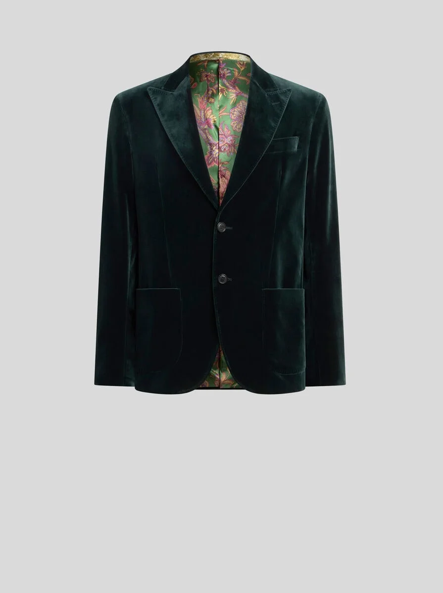 SINGLE-BREASTED JACKET IN STRETCH COTTON VELVET - 1