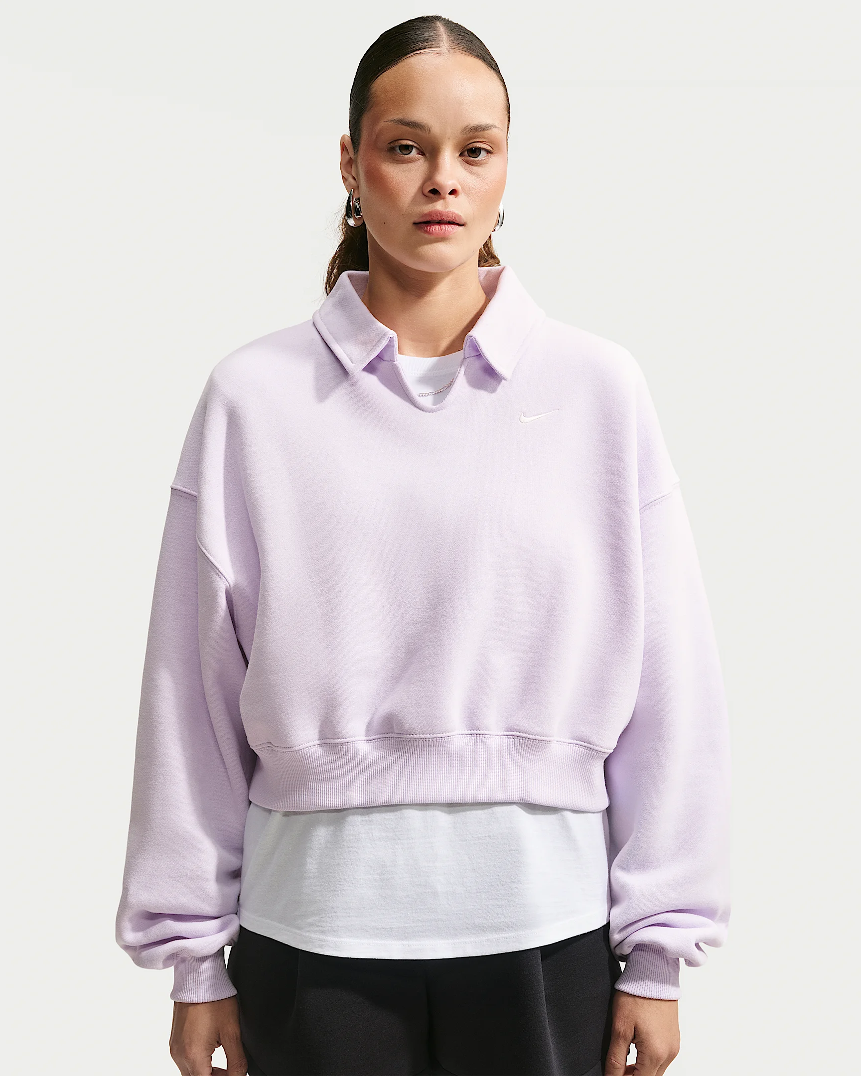 Nike Studio Fleece Medium Weight Women's Oversized Cropped Polo - 1