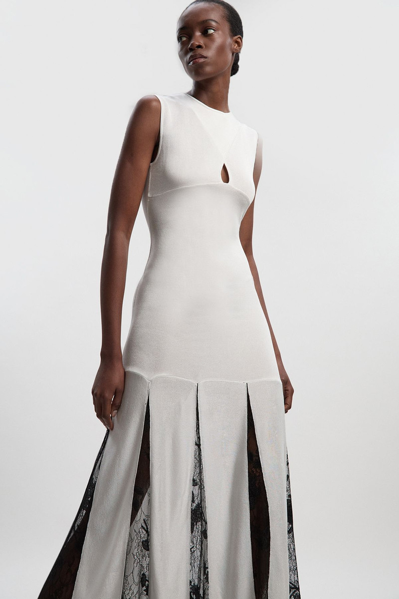 KAREN MILLEN Viscose Blend Slinky Sheer Lace Detail Knit Maxi Dress outlook