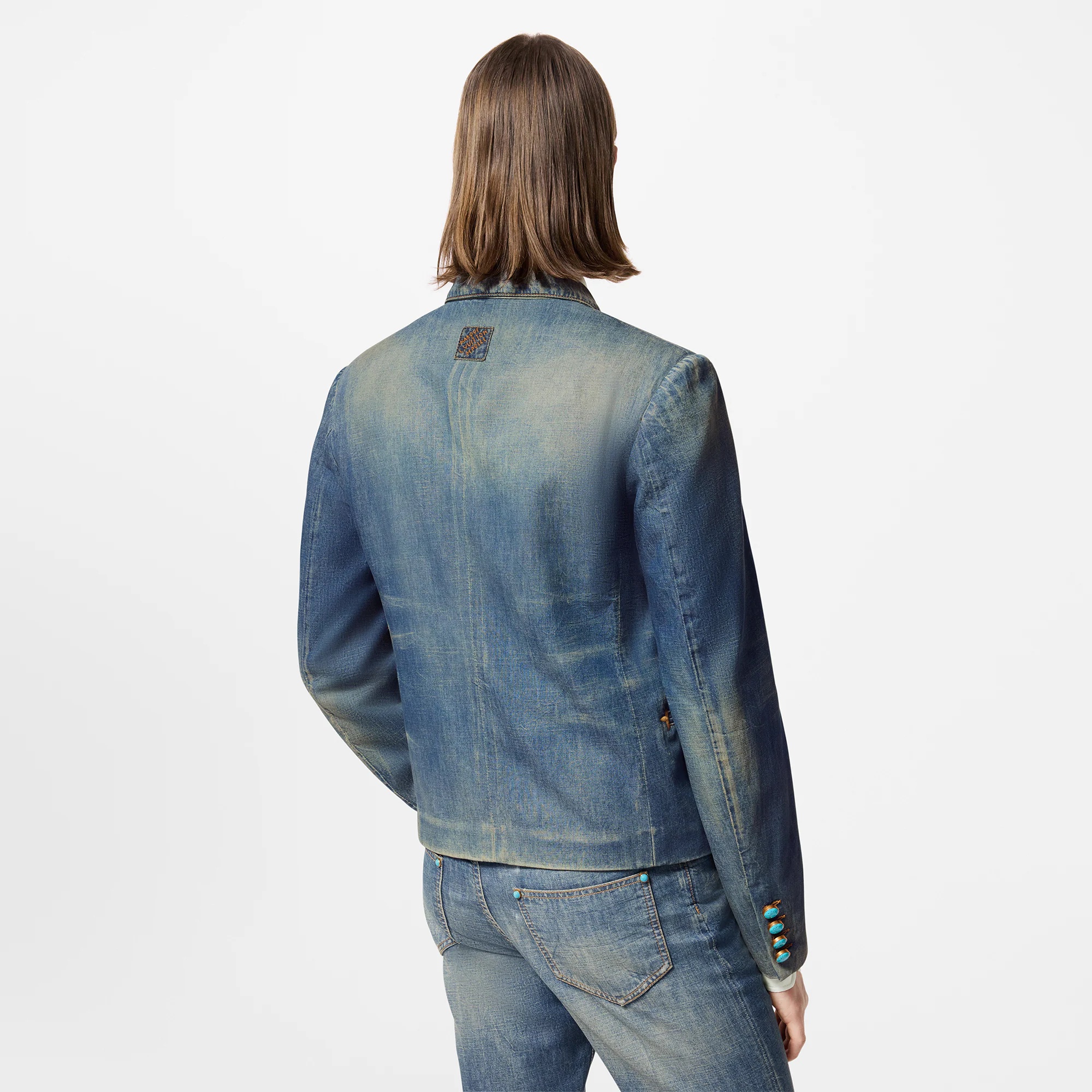 Embroidered Double-Breasted Cotton Chambray Jacket - 5