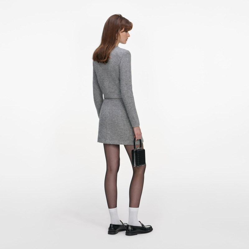 self-portrait Grey Fluffy Crystal Trim Cardigan outlook