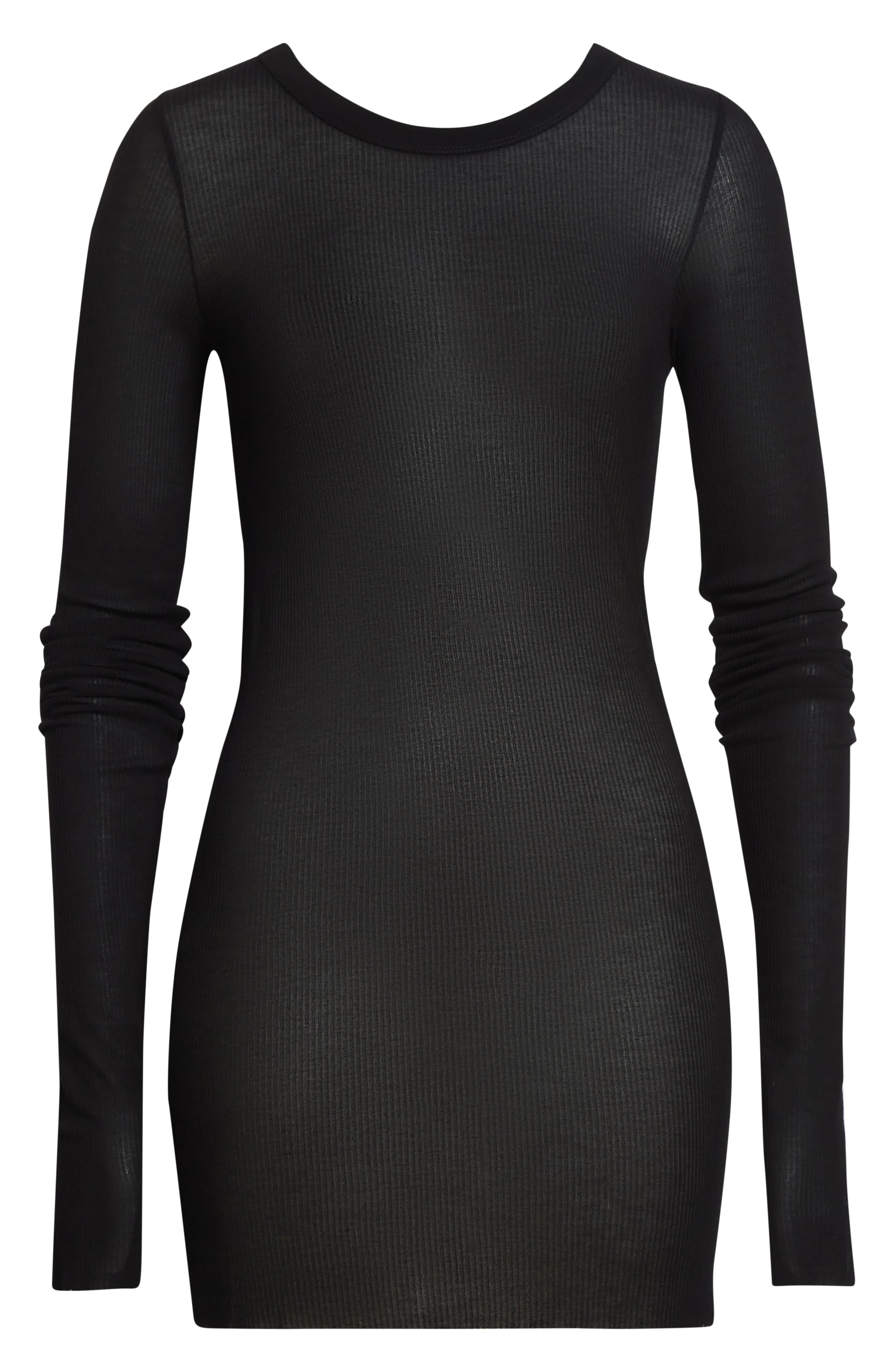 Rick Owens Rib Long Sleeve T-Shirt in Black at Nordstrom - 1