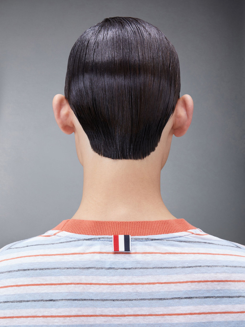 Linen Jersey Short Sleeve Striped Pocket Tee 6