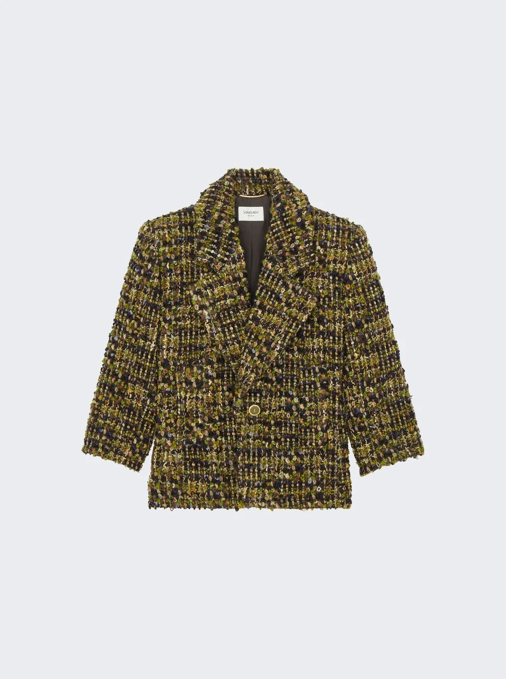 Single Breasted Tweed Jacket Gris Vert - 1