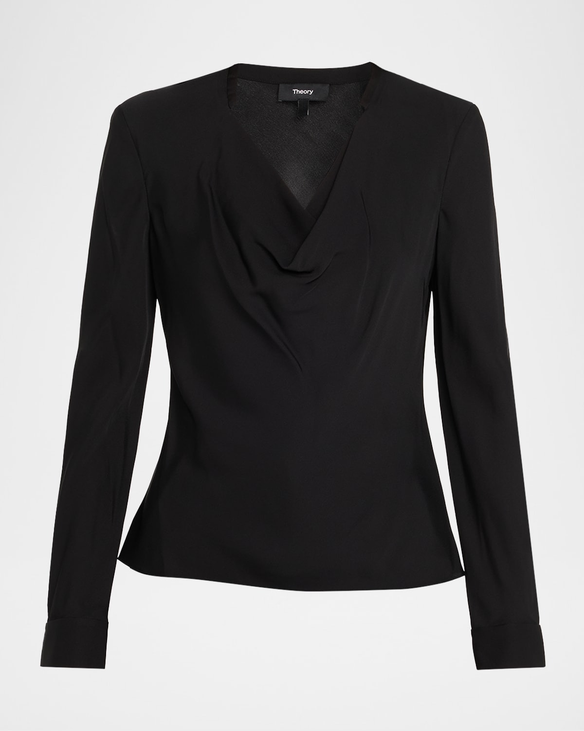 Draped Long-Sleeve Silk Blouse - 1