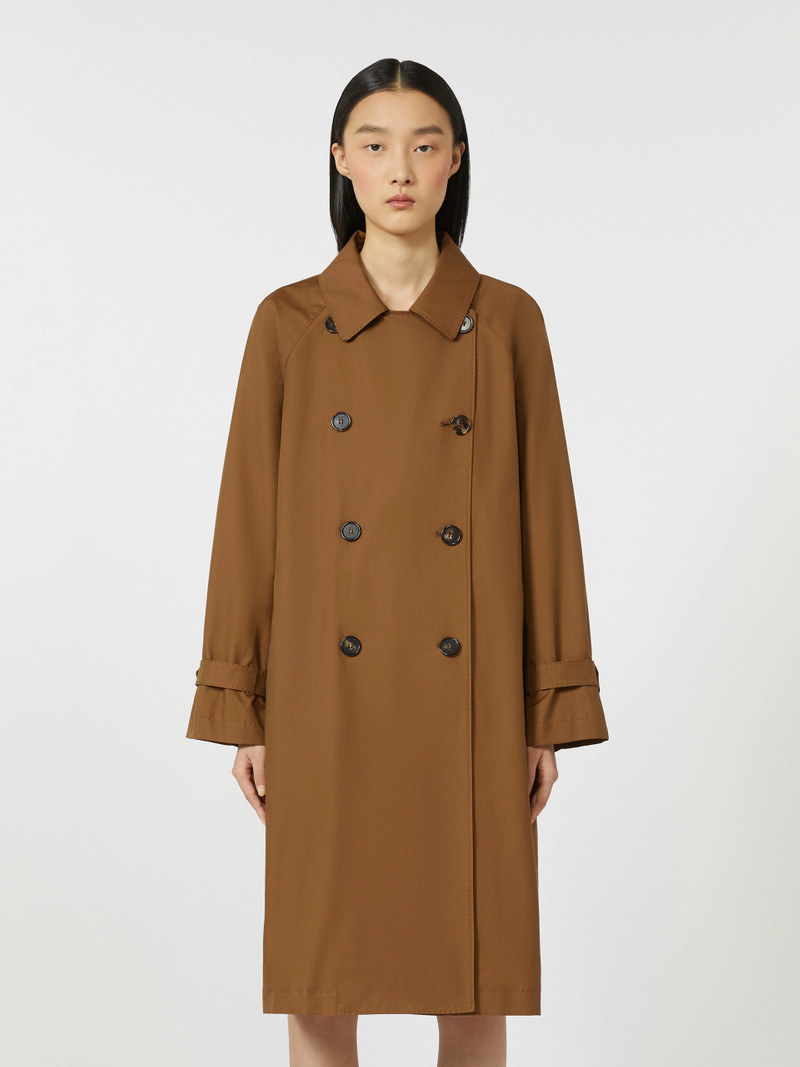 CTRENCH Double-breasted water-repellent twill trench coat - TOBACCO 5