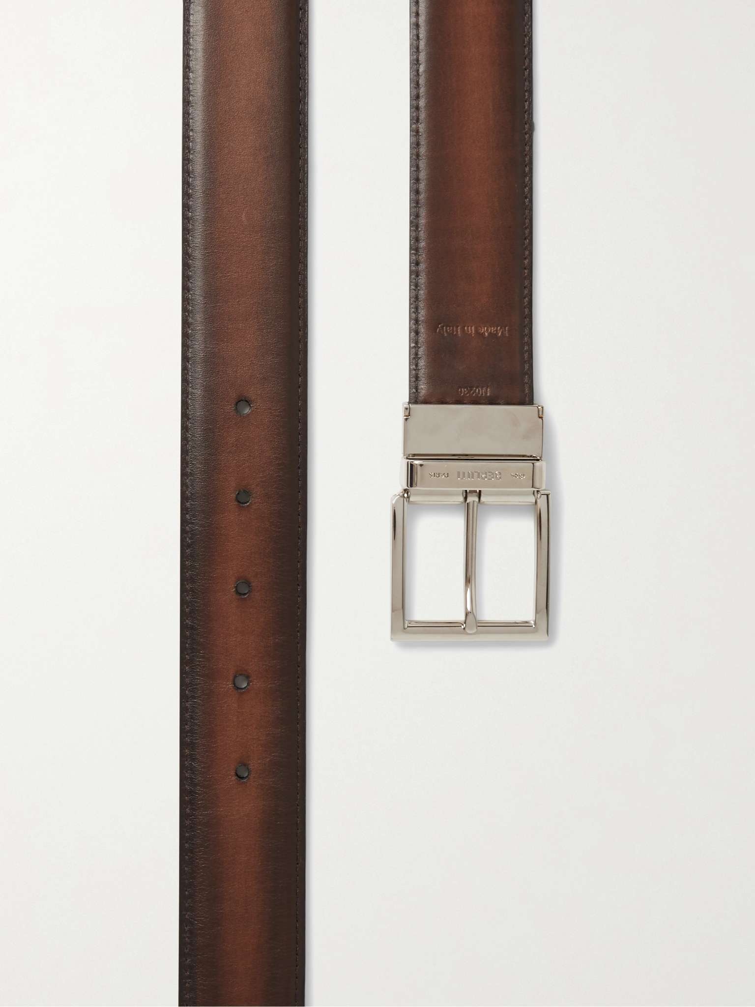 3.5cm Reversible Scritto Venezia Leather Belt - 3