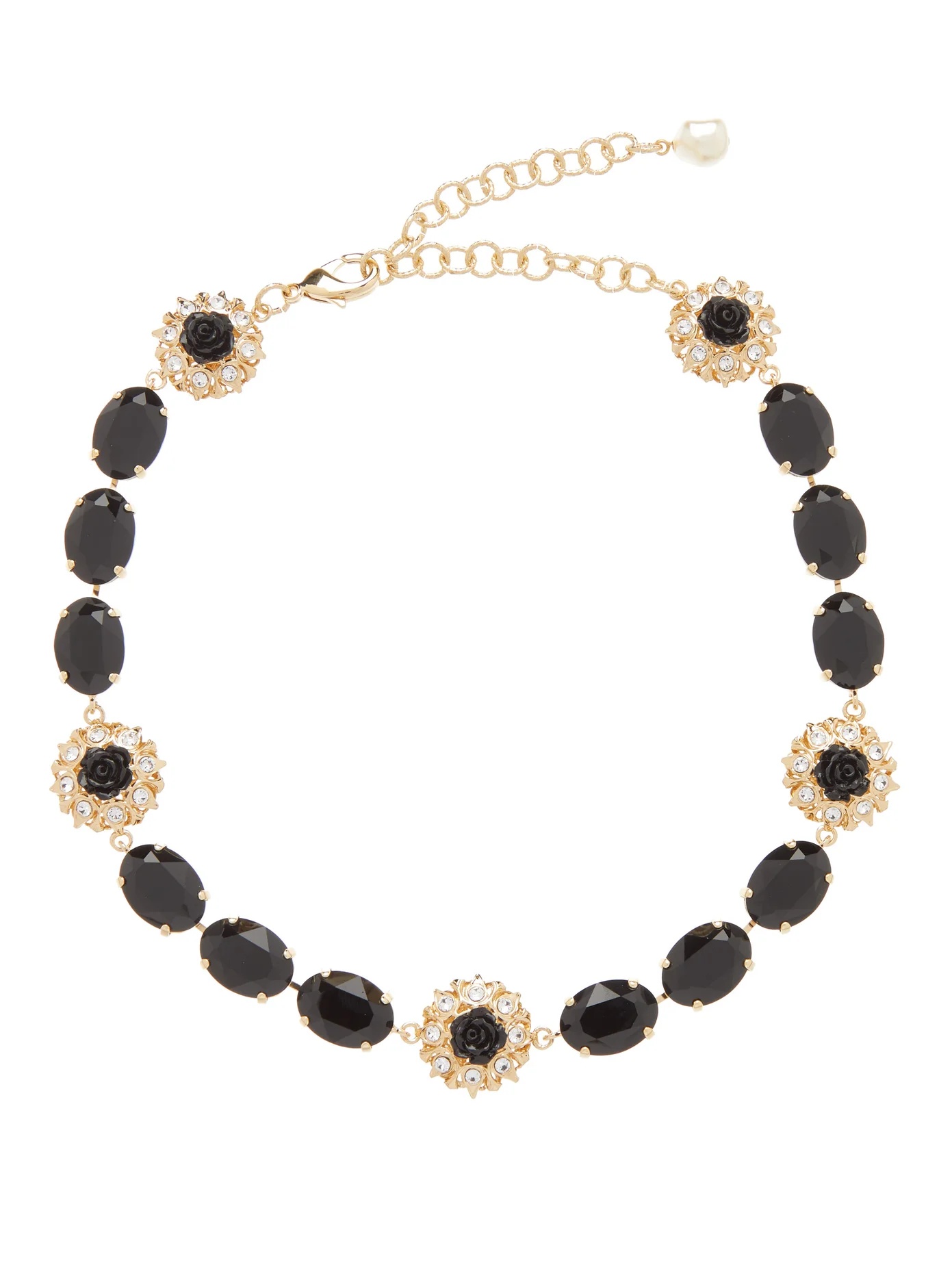 Crystal and faux pearl choker necklace - 1