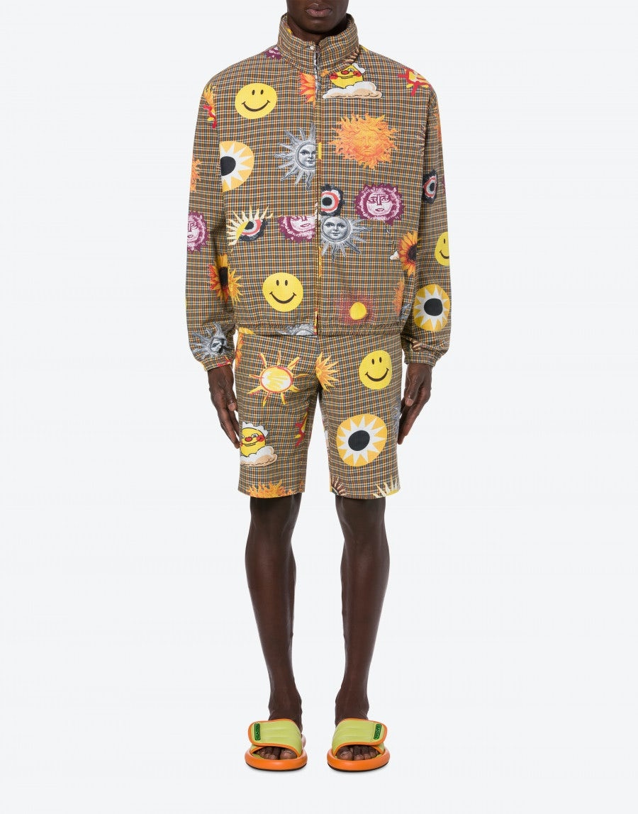 ALLOVER SUN SMILEY® PRINT CHECK COTTON WINDBREAKER - 2