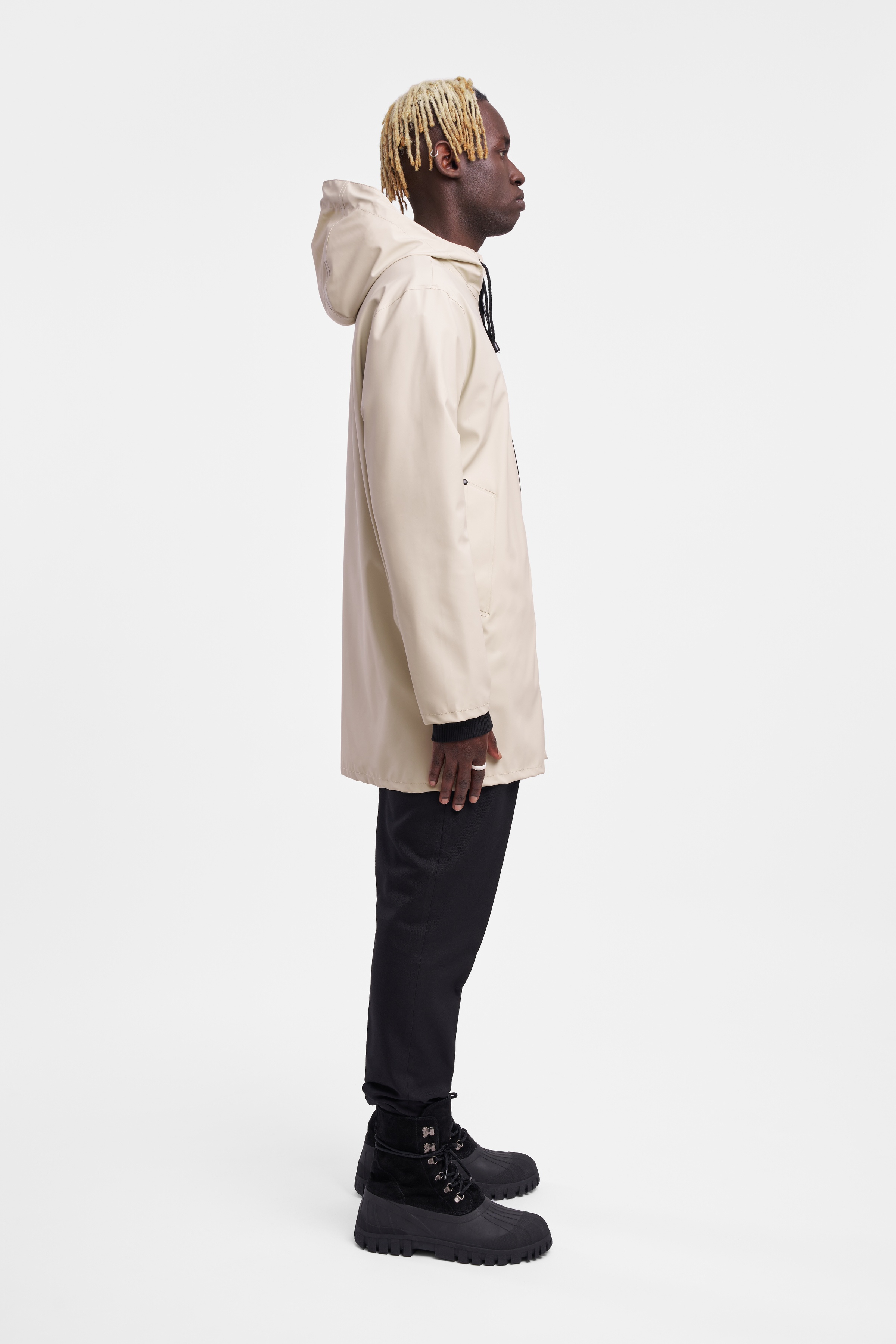 Stockholm Lightweight Zip Raincoat Oyster - 3