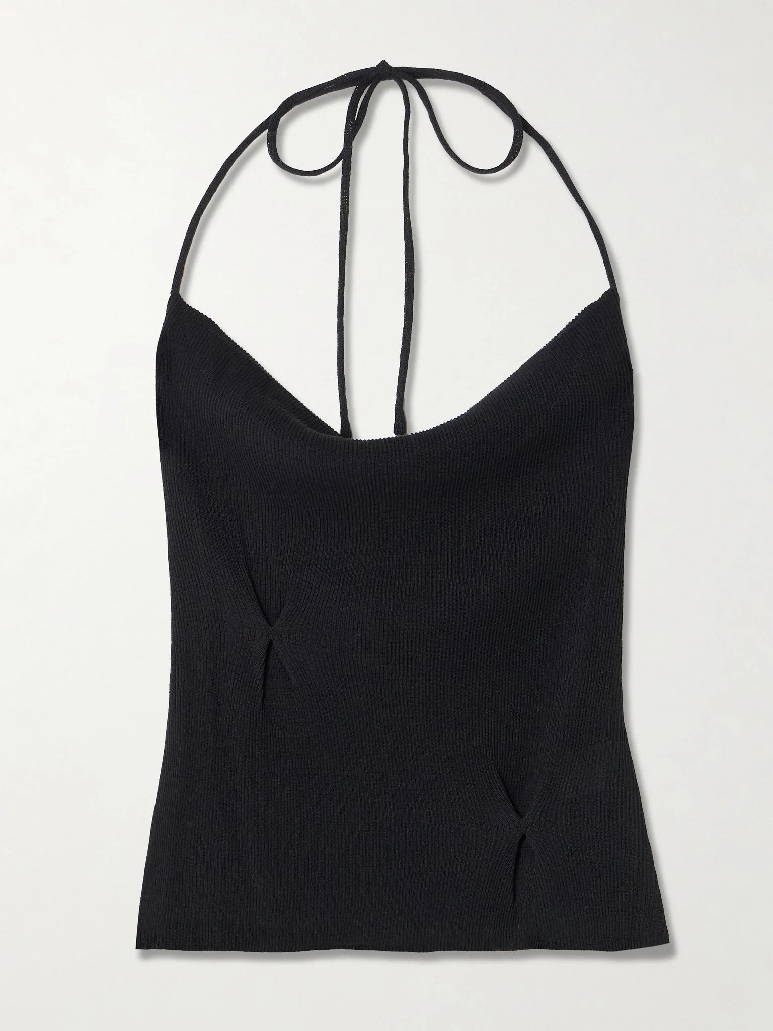 Fine Knot recycled ribbed-knit halterneck top Black - 1
