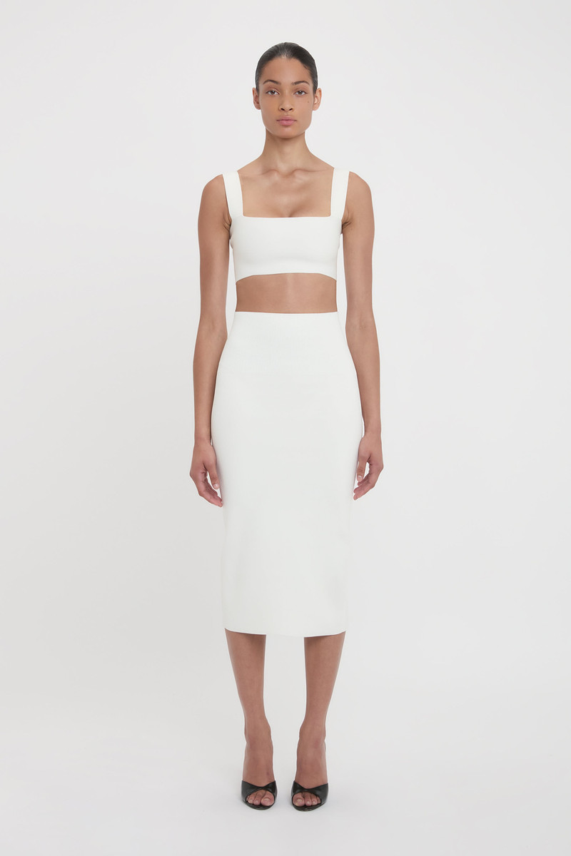 Victoria Beckham VB Body Strap Bandeau Top In White outlook