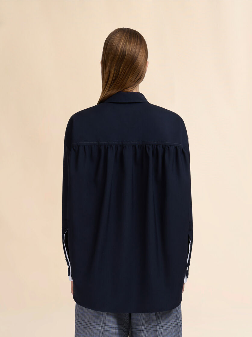 BLACK TROPICAL WOOL SHIRT WITH DOUBLE CUFFS - 3