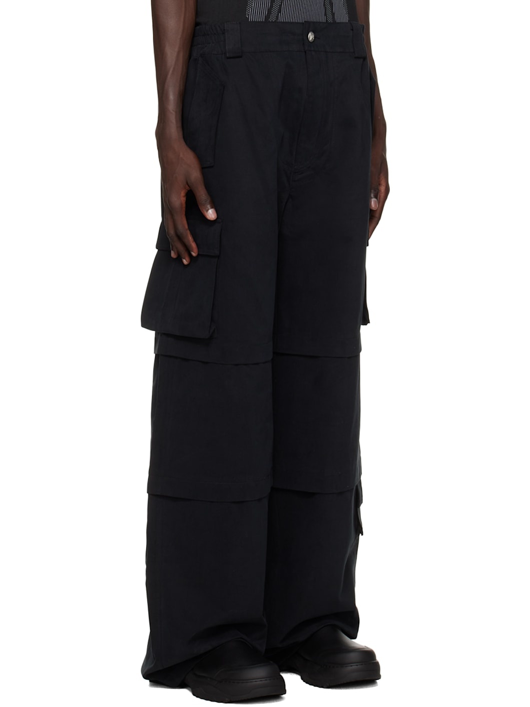 Black Baggy Work Cargo Pants - 2